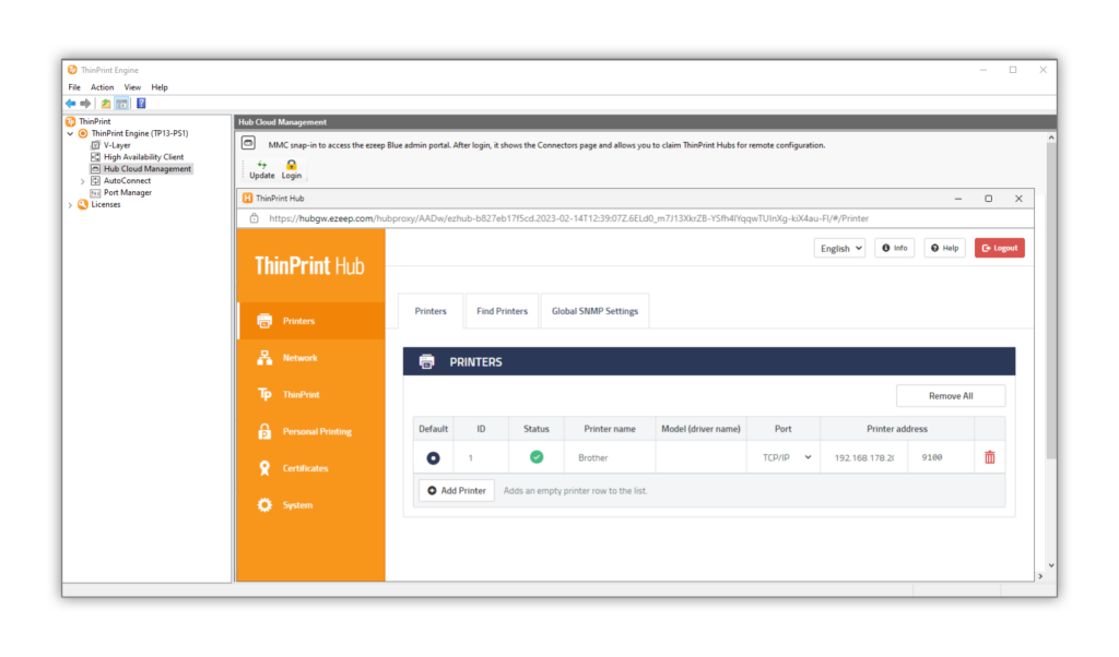 Easy remote management of ThinPrint Hubs