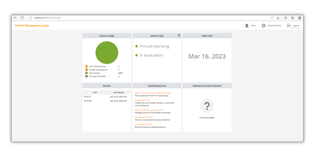 Nouvelle conception de la console de gestion ThinPrint