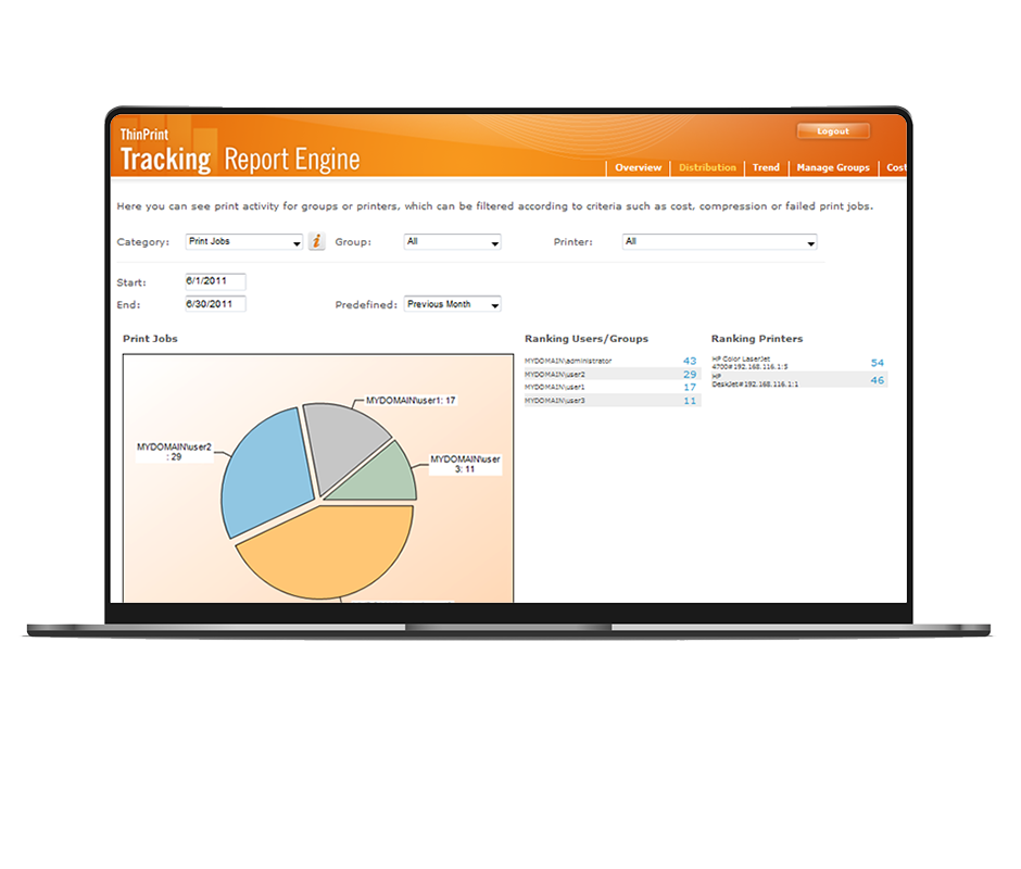 Print cost management and transparency thanks to tracking and reporting tools
