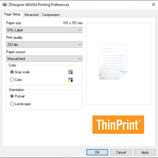 Übersichtlicher Druckdialog der ThinPrint-Technologie