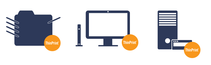 imagem de dispositivos thinprint com clientes thinprint integrados