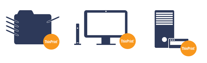 Imagen de dispositivos ThinPrint con clientes ThinPrint integrados